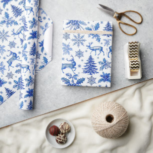 Papier Cadeau Elégant Blue Winter Wonderland Cadeau de Noël