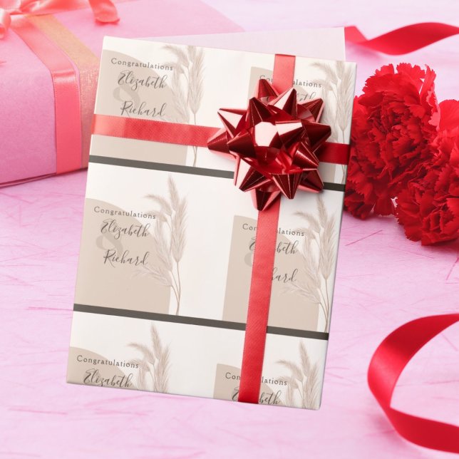 Papier Cadeau Elégant Boho Pampas Grass Mariage moderne (Créateur téléchargé)