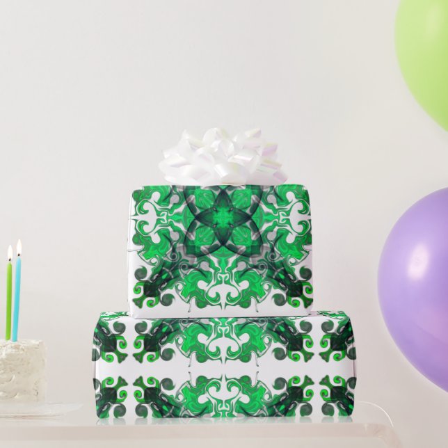 Papier Cadeau Élégant boho vert botanique bohème (Cadeaux de fête)