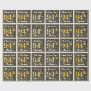 Papier Cadeau Élégant, bois de Faux, anniversaire d'or de Faux