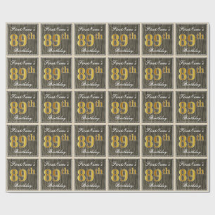 Papier Cadeau Élégant, bois de Faux, anniversaire d'or de Faux