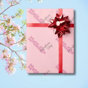 Papier Cadeau Élégant Bonbon Rose et Noir Joyuse Saint-Valentin