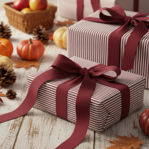 Papier Cadeau Élégant Bourgogne mince rayé