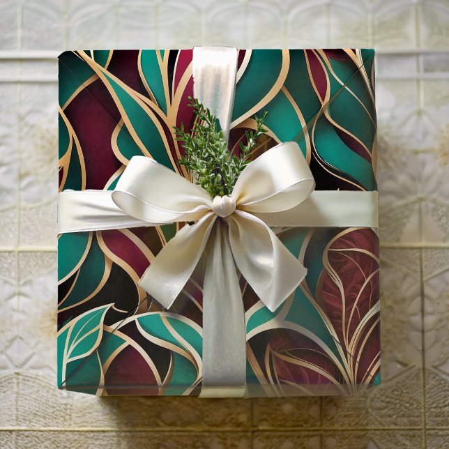 Papier Cadeau Elégant cadeau de retraite Feuilles Abstraits pour (Elegant Abstract Leaves Retirement Gift for Mom Wrapping Paper)