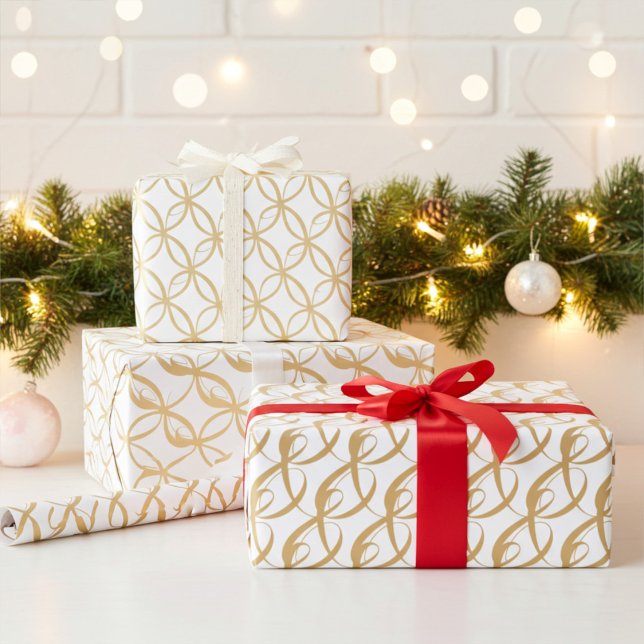 Papier Cadeau Elégant cadeau or et blanc Mariage Couple's Unity (Créateur téléchargé)