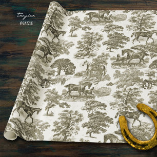 Papier Cadeau Élégant cheval rustique Toile beige
