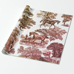 Papier Cadeau Élégant cheval rustique Toile rouge Brown