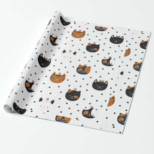 Papier Cadeau Élégant Chic Chat Motifs