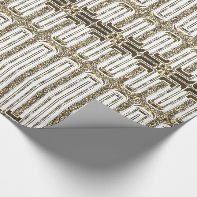 Papier Cadeau Élégant Chic Faux Gold Foil Blanc (Coin)