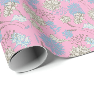 Papier Cadeau Élégant Chic Fleur de Fleur Rose