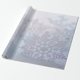 Papier Cadeau Élégant Chic Flocons de Neige Argentés Fêtes