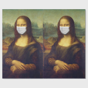 Papier Cadeau Élégant Chic Green Mona Lisa Convid 19 Peinture