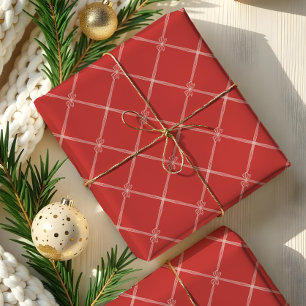 Papier Cadeau Élégant Chic Noël Bow & Ribbon Motif Rouge