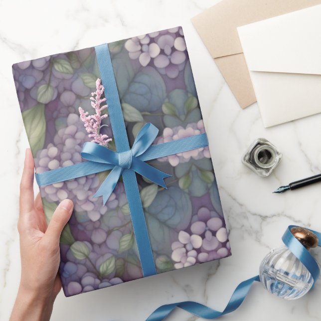Papier Cadeau Elégant chic pourpre pourpre chic aquarelle fleuri (Cadeaux)