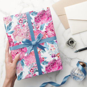 Papier Cadeau Elégant Chic rose motif floral cadeau