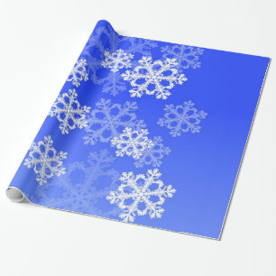 Papier Cadeau Élégant Cobalt Blue Snowflakes Noël moderne