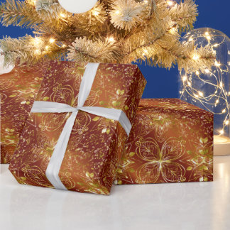 Papier Cadeau Elegant Copper Gold Florals Luxe Aesthetics