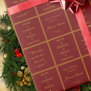Papier Cadeau Elégant Croire Célébrer la joie Noël