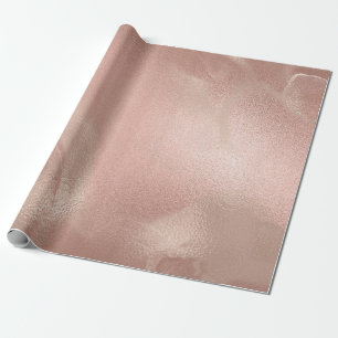 Papier Cadeau Élégant cuivre moderne rose or & marbre rose