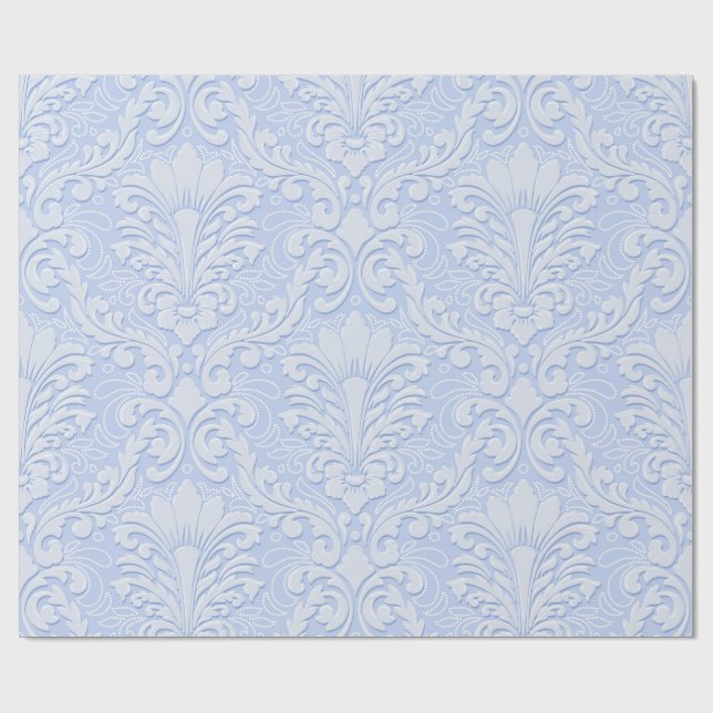 Papier Cadeau Elegant Damask light blue (Plat)