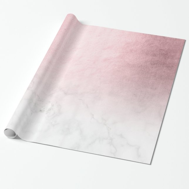 Papier Cadeau Elégant dégradé moderne rose doré blanc marbre (Déroulé)