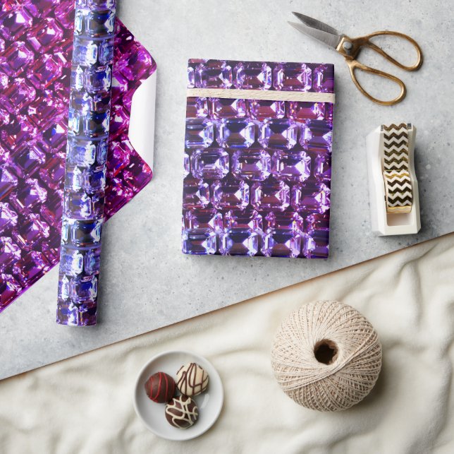 Papier Cadeau Élégant diamants de pierres précieuses violettes (Artisanat)