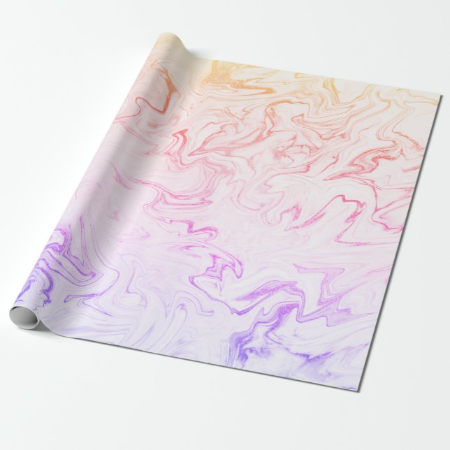 Papier Cadeau Élégant élégant marbre holographique moderne (Déroulé)