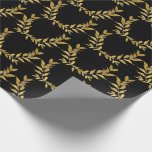 Papier cadeau élégant et chic à monogramme feuille<br><div class="desc">Magnifique papier cadeau noir avec accents de feuilles d'or pailletées qui est chic et tellement élégant. Or faux. Simplicité élégante à son meilleur. Minimaliste et moderne.</div>