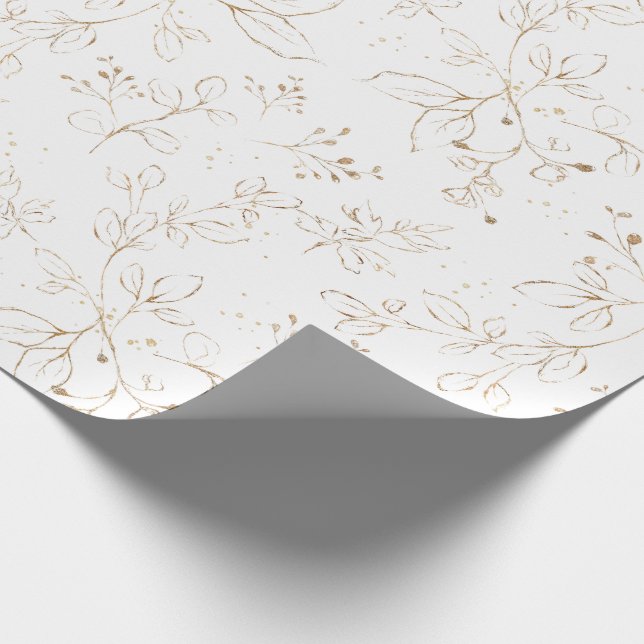 Papier Cadeau Elégant Eucalyptus Feuille Faux Gold Plutôt (Coin)