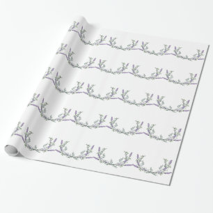 Papier Cadeau Élégant eucalyptus lavande aquarelle
