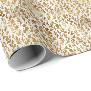 Papier Cadeau Élégant Faux Foil Noël Botaniques de Noël