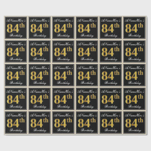 Papier Cadeau Elégant, Faux Gold 84e anniversaire + Nom personna