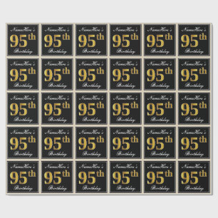 Papier Cadeau Elégant, Faux Gold 95e anniversaire + Nom personna
