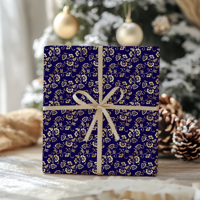 Papier Cadeau Élégant Faux Gold Foil Motif Noël (Elegant Faux Gold Foil Pattern Christmas Wrapping Paper)