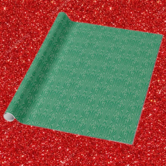 Papier Cadeau élégant filige vert Art Nouveau (Créateur téléchargé)