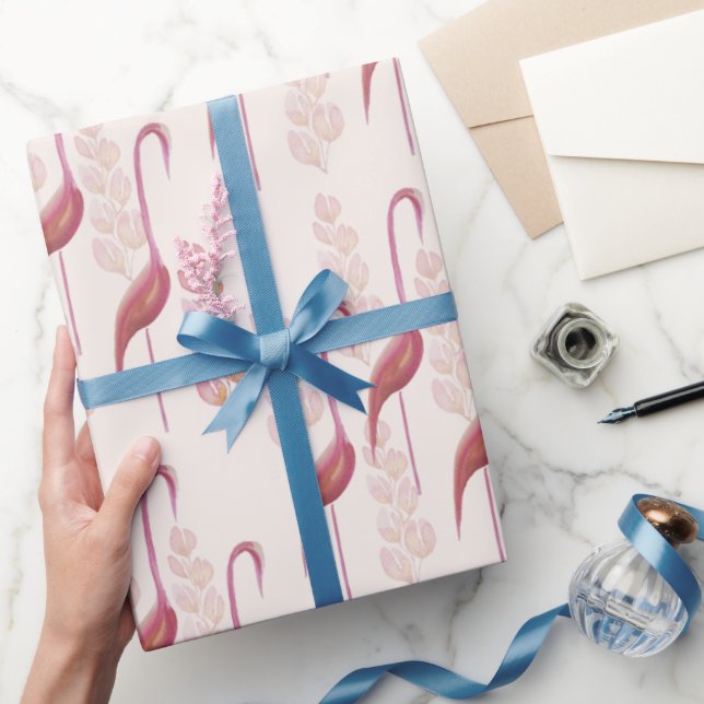 Papier Cadeau Elégant Flamant rose Aquarelle, Or Et Rose (Cadeaux)