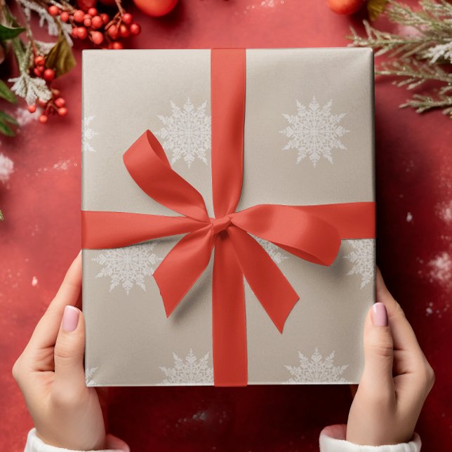 Papier Cadeau Élégant flocon de neige | Aquarelle | Noël | Beige (Créateur téléchargé)