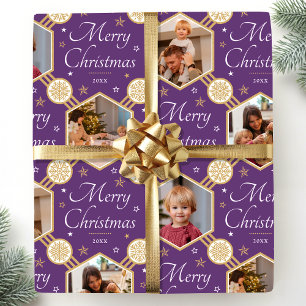 Papier Cadeau Élégant flocon de neige de Noël Photomontage Viole