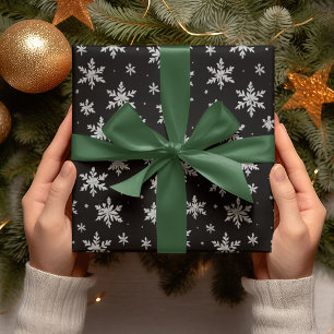 Papier Cadeau Élégant flocon de neige en argent   Vacances d'hiv