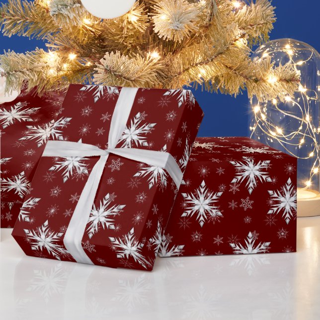 Papier Cadeau Élégant flocon rouge de Noël (Vacances)