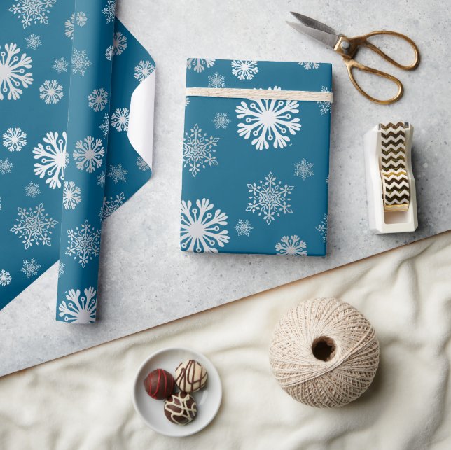 Papier cadeau élégant flocons de neige argentés oc (Artisanat)