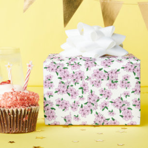 Papier Cadeau Élégant floral aquarelle rose de cerisier en fleur