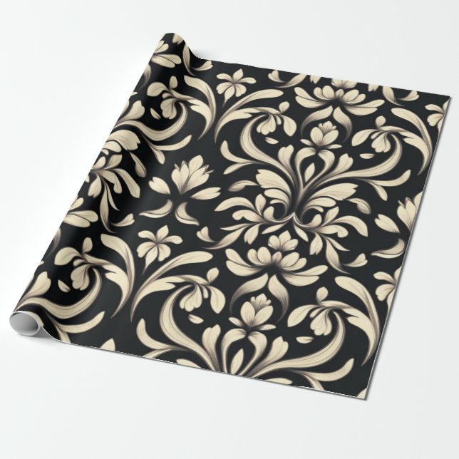 Papier Cadeau Élégant floral baroque (Déroulé)