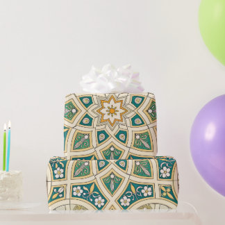 Papier Cadeau Elegant Floral Islamic Green Gold