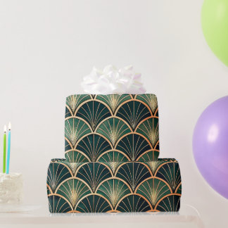Papier Cadeau Élégant floral islamique vert noir or Art Déco