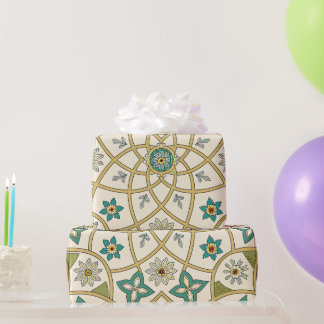Papier Cadeau Élégant floral islamique vert or