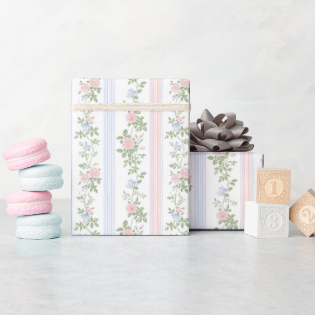 Papier Cadeau Élégant floral Vintage (Baby Shower)