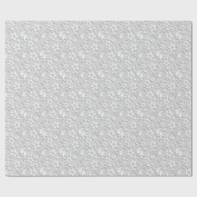 Papier Cadeau Elegant flowers light grey wrapping paper roll (Plat)
