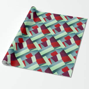 Papier Cadeau Elégant géométrique Abstrait gris rouge Turquoise