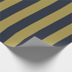 Papier Cadeau Elégant Gold & Navy Blue Vertical Stripes